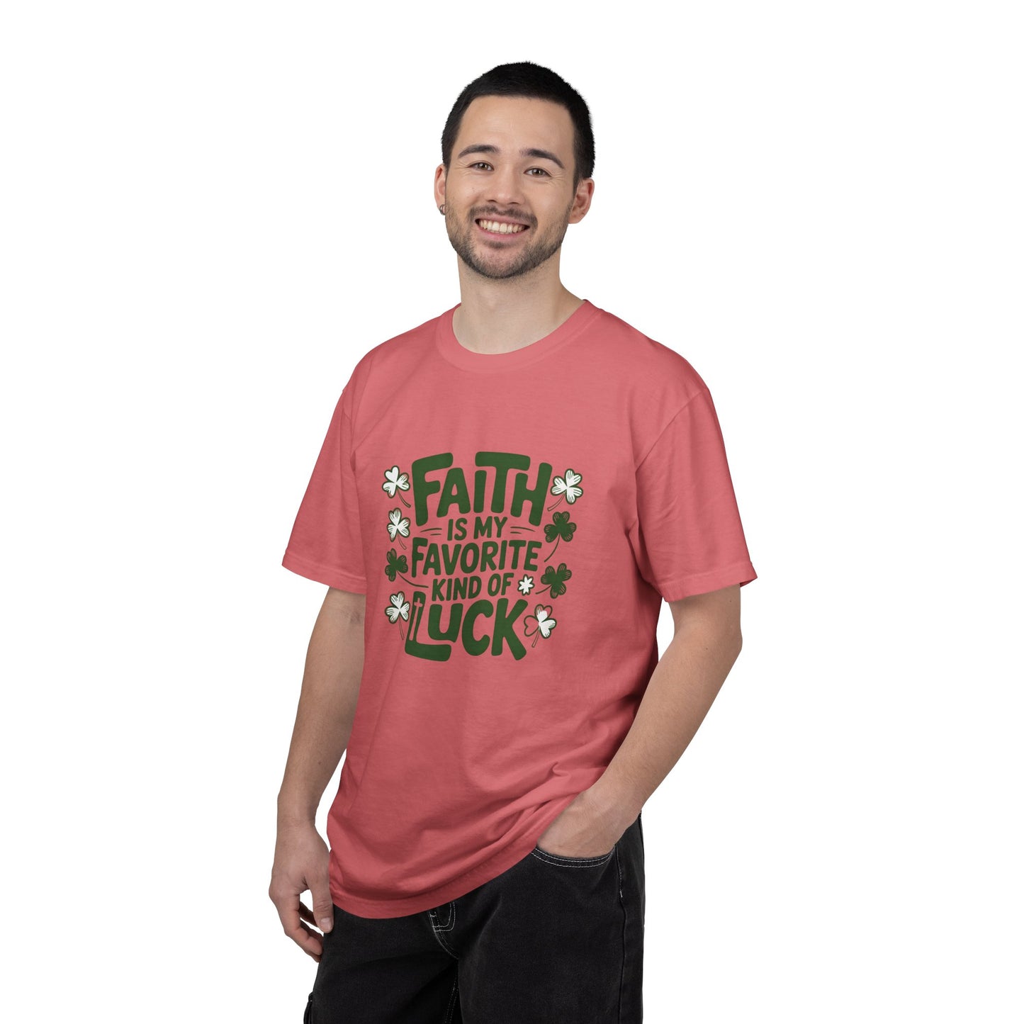 Faith Is My Favorite Kind of Luck T-shirt | St. Patrick's Day Shamrock Design