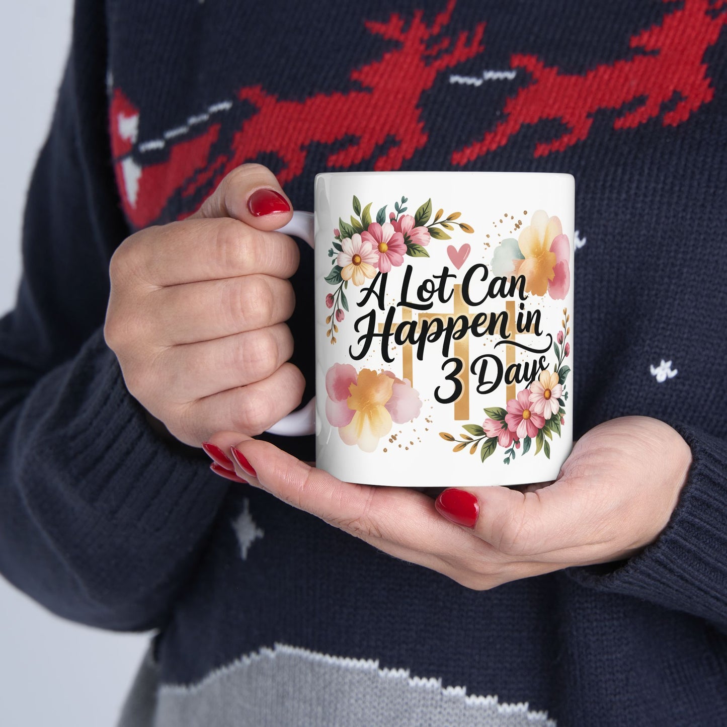 Faith Easter Floral Cross Mug | A Lot Can Happen in 3 Days