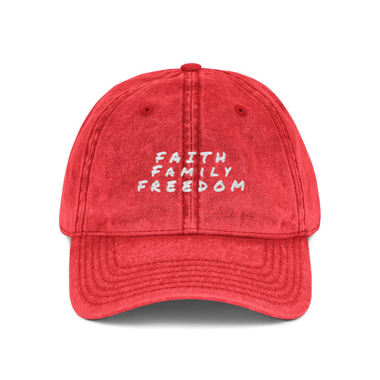 Vintage Embroidered Cap - Faith Family Freedom Hat, Casual Wear, Gift for Dad, Outdoor Accessories, Summer Style