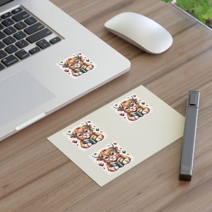 Reading Highland Cow Sticker Sheet | Cute Bookish Stickers