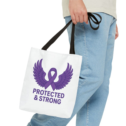 Protected and Strong Awareness Tote Bag, Eco-Friendly Shoulder Bag, Reusable Grocery Bag, Canvas Shopping Tote, Gift for Activists,