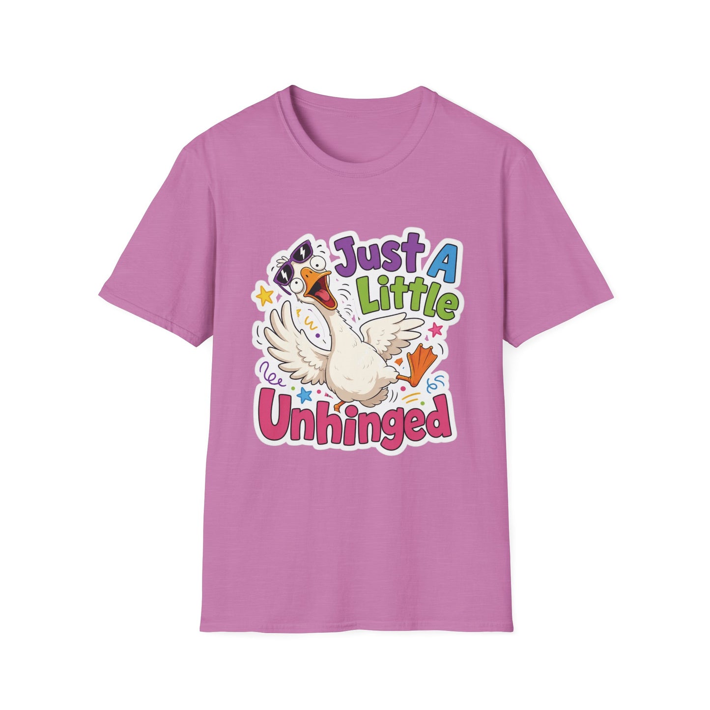 Just A Little Unhinged Goose T-Shirt | Funny Cartoon Goose Tee