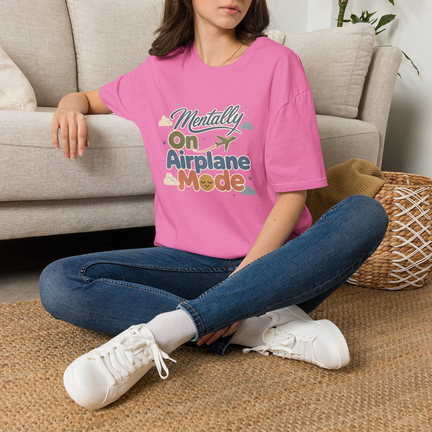 Mentally On Airplane Mode T-Shirt | Travel Plane Graphic