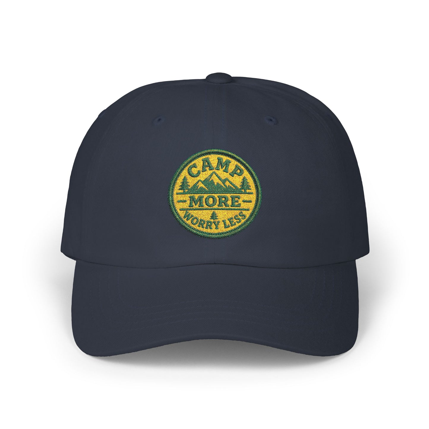 Camp More Worry Less Dad Cap | Embroidered Outdoor Patch Hat