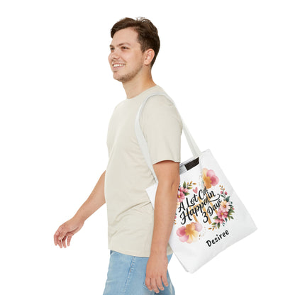 A Lot Can Happen in 3 Days Easter Faith Tote Bag | Floral Script Personalized Name