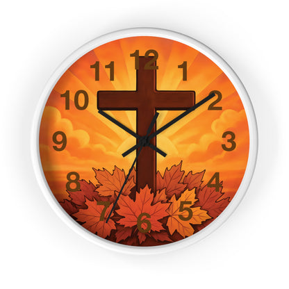 Faith-Inspired Autumn Wall Clock | Rustic Home Decor, Inspirational Gift, Christian Decor, Fall Decor, Cross Design