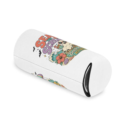 Seas the Scream ghost beach scene Can Cooler | Beach Mode Activated, Tropical Flowers