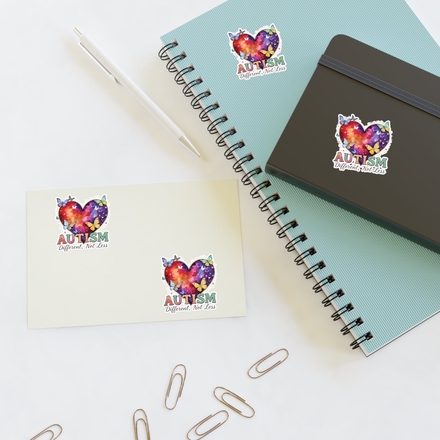 Autism Different Not Less sticker sheets | Heart puzzle butterfly design