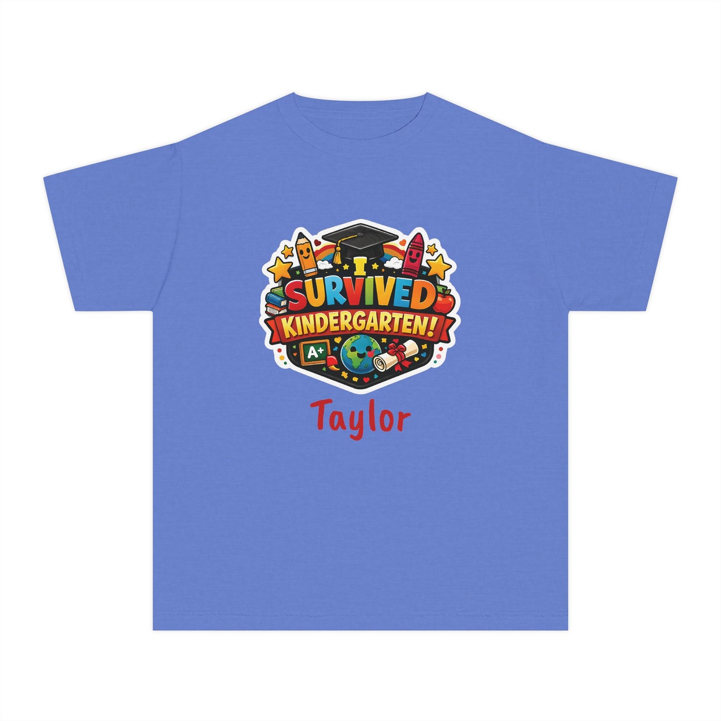 I Survived Kindergarten T-shirt | Kids Graduation Tee, Personalized Name Option