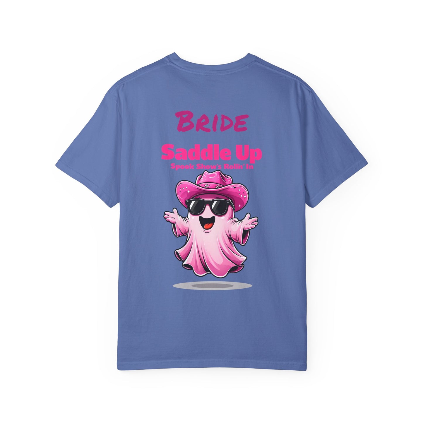 Bride Saddle Up Ghost T-shirt - Fun Unisex Tee for Weddings, Bachelorette Parties, Halloween, Unique Gift for Brides