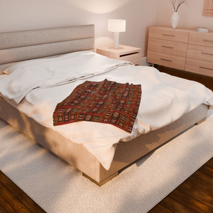 Nutcracker Pattern Velveteen Blanket | Holiday Toy Soldier Plaid