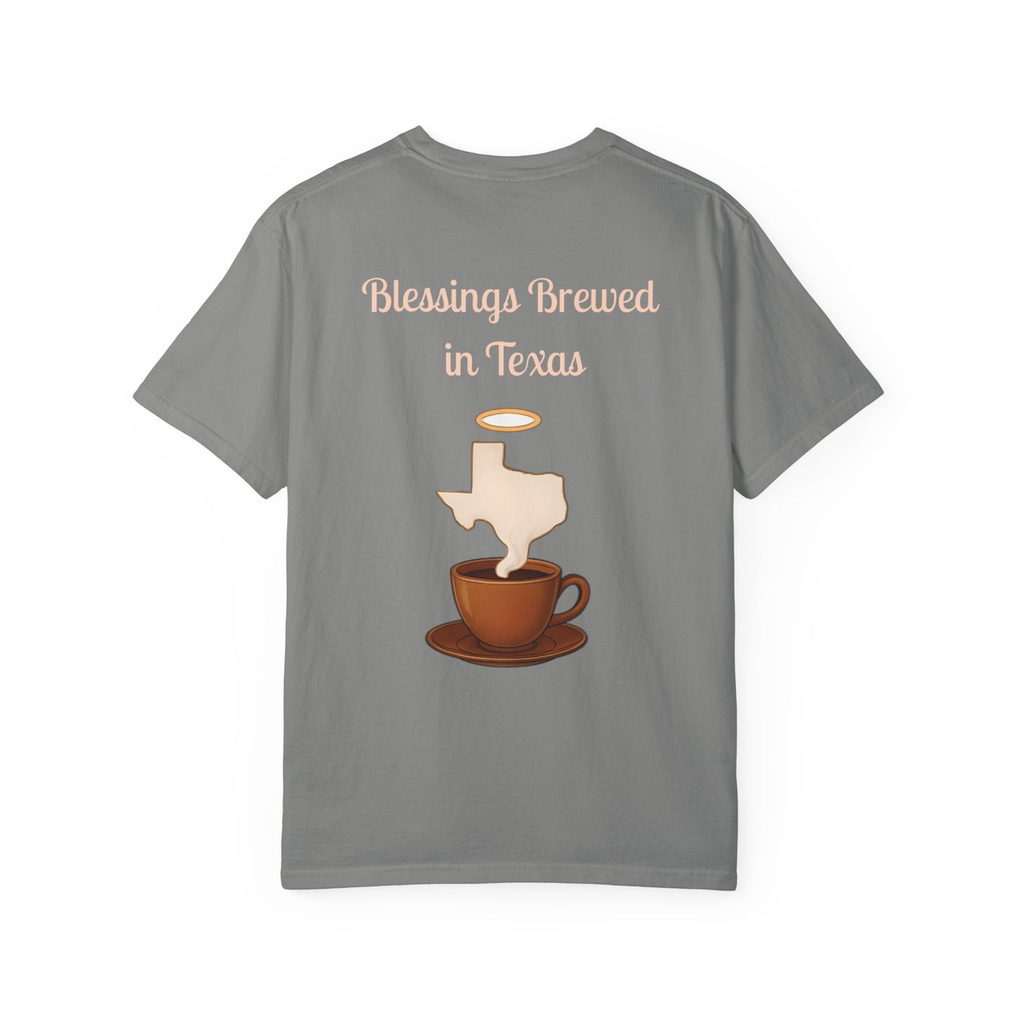 Blessings Brewed T-Shirt, Faith-Inspired Tee, Coffee Lover Gift, Texas Pride Apparel, Unisex Casual Wear