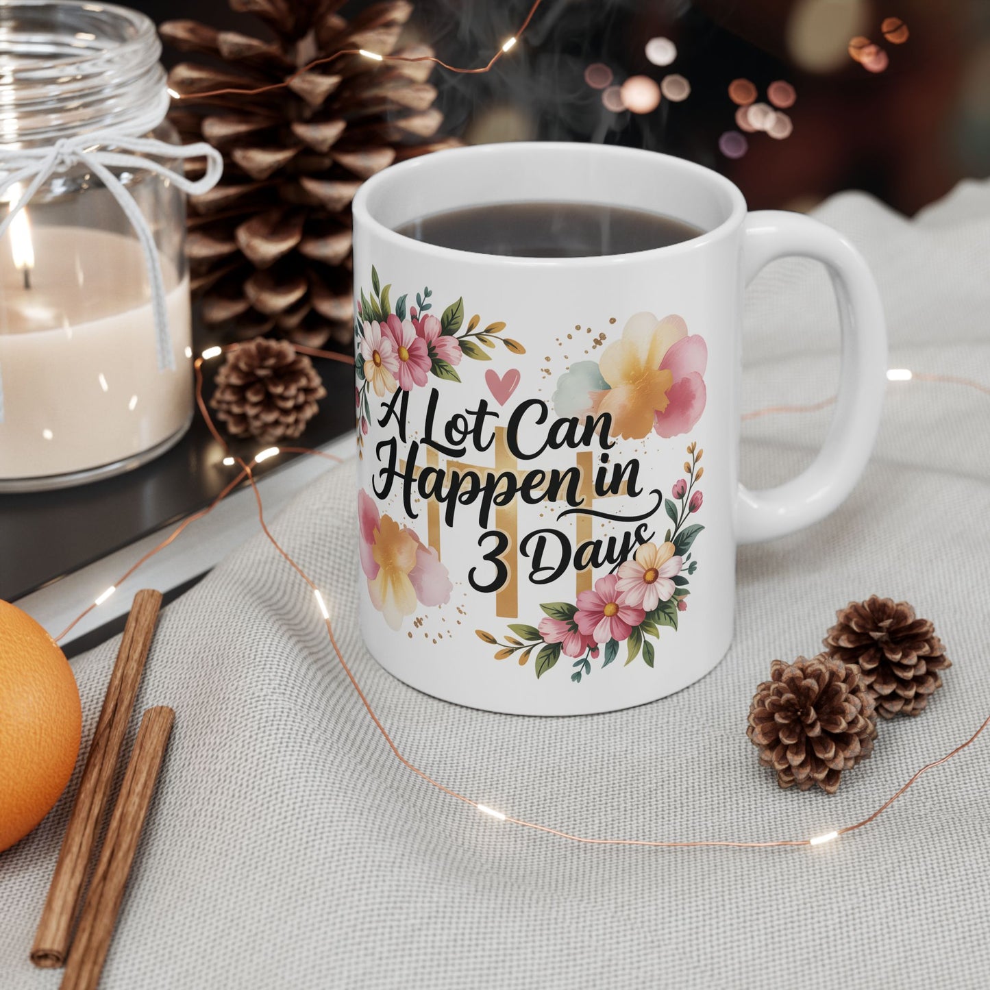 Faith Easter Floral Cross Mug | A Lot Can Happen in 3 Days