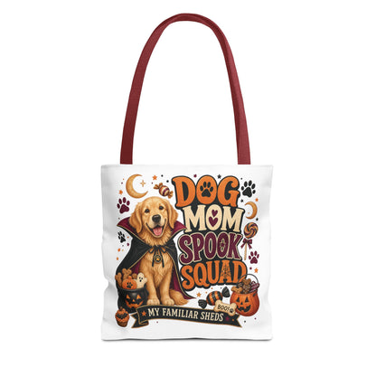 Dog Mom Spook Squad Tote Bag | Halloween Golden Retriever Pumpkin Design
