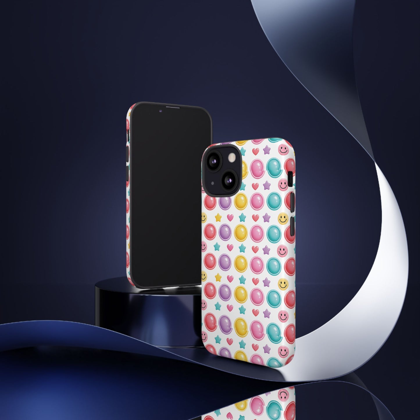 Bubble Pop Pattern Phone Case | Colorful Smileys & Stars Tough Case