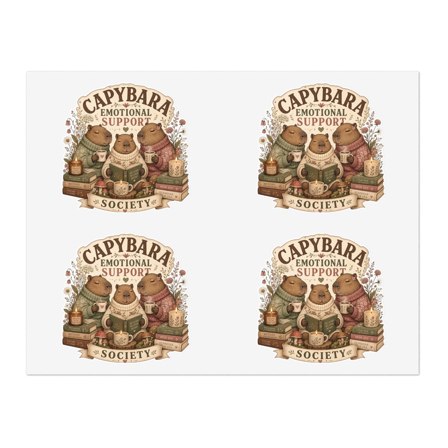 Capybara Emotional Support Society sticker sheet | Capybara stickers, kawaii animal decal