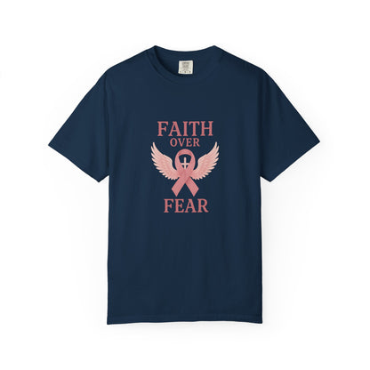 Faith Over Fear Unisex T-Shirt, Inspirational Shirt, Breast Cancer Awareness Tee, Gift for Support, Everyday Casual Wear