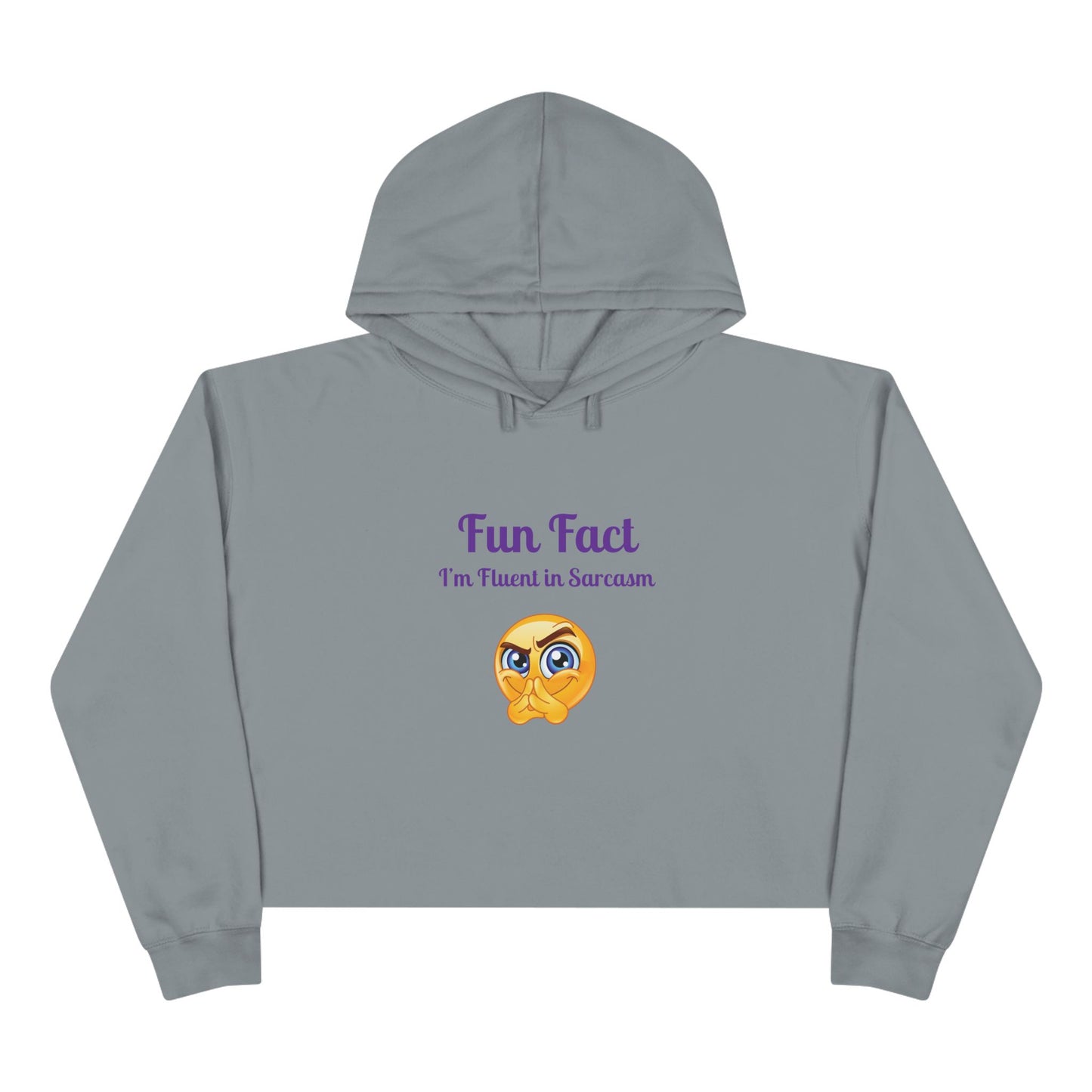 Sarcasm Crop Hoodie - Fun Fact I'm Fluent in Sarcasm, Funny Gift for Friends, Trendy Apparel, Casual Wear, Unique Hoodie
