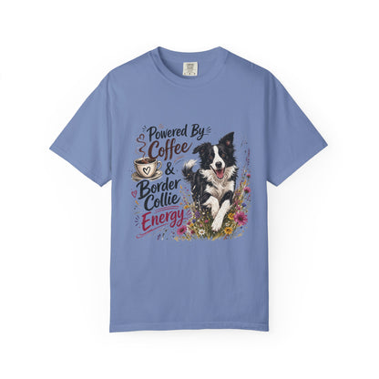 Powered by Coffee & Border Collie Energy T-Shirt | Border Collie Dog Tee
