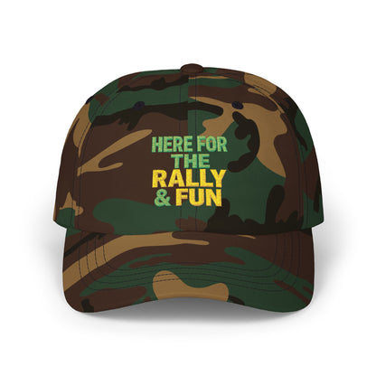 Here For The Rally & Fun Dad Cap | Embroidered Sport Rally Hat