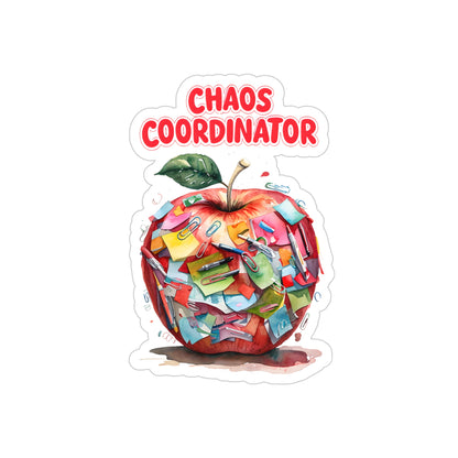 Chaos Coordinator Die-Cut Outdoor Sticker - Fun Apple Design for Organizers, Journals, Laptops, Water Bottles, Gifts, Teacher Gift