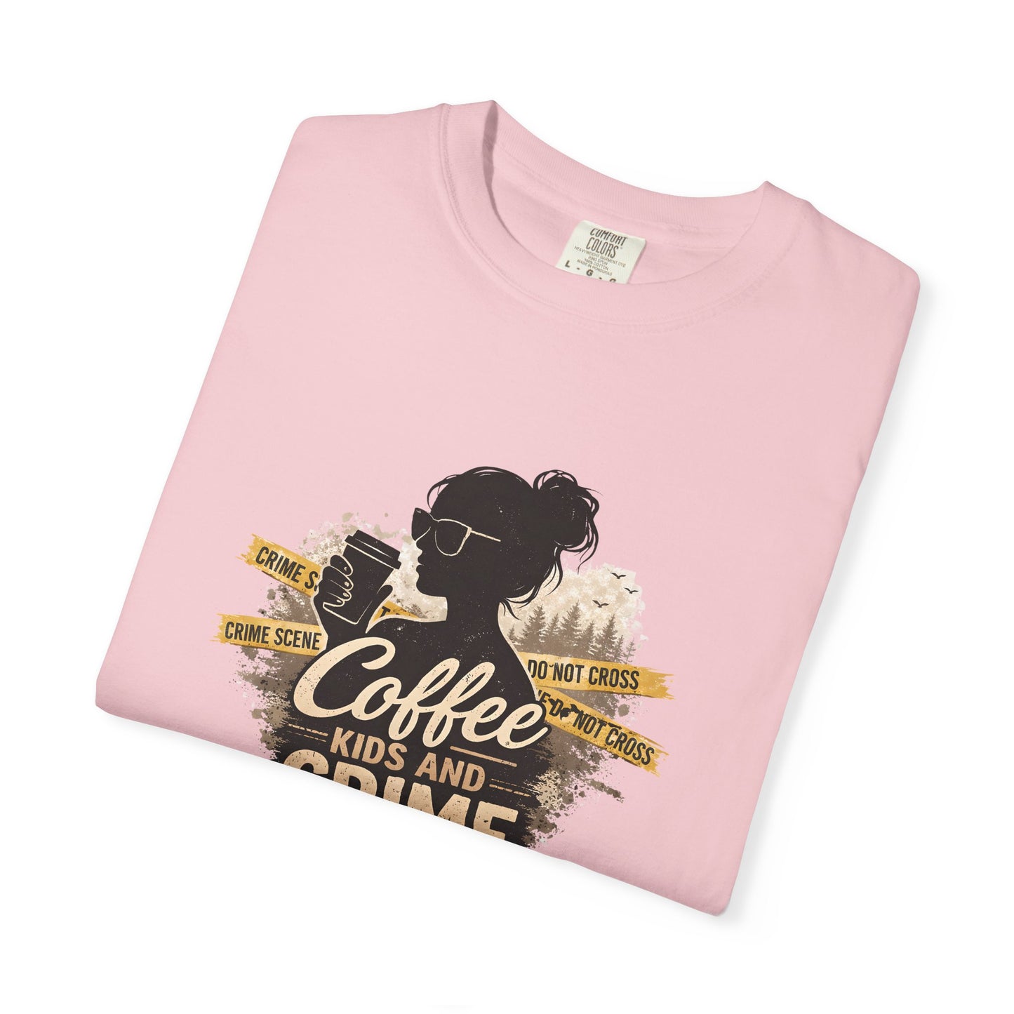 Coffee Kids and Crime Podcast Mom T-Shirt | Coffee Mug Silhouette Tee