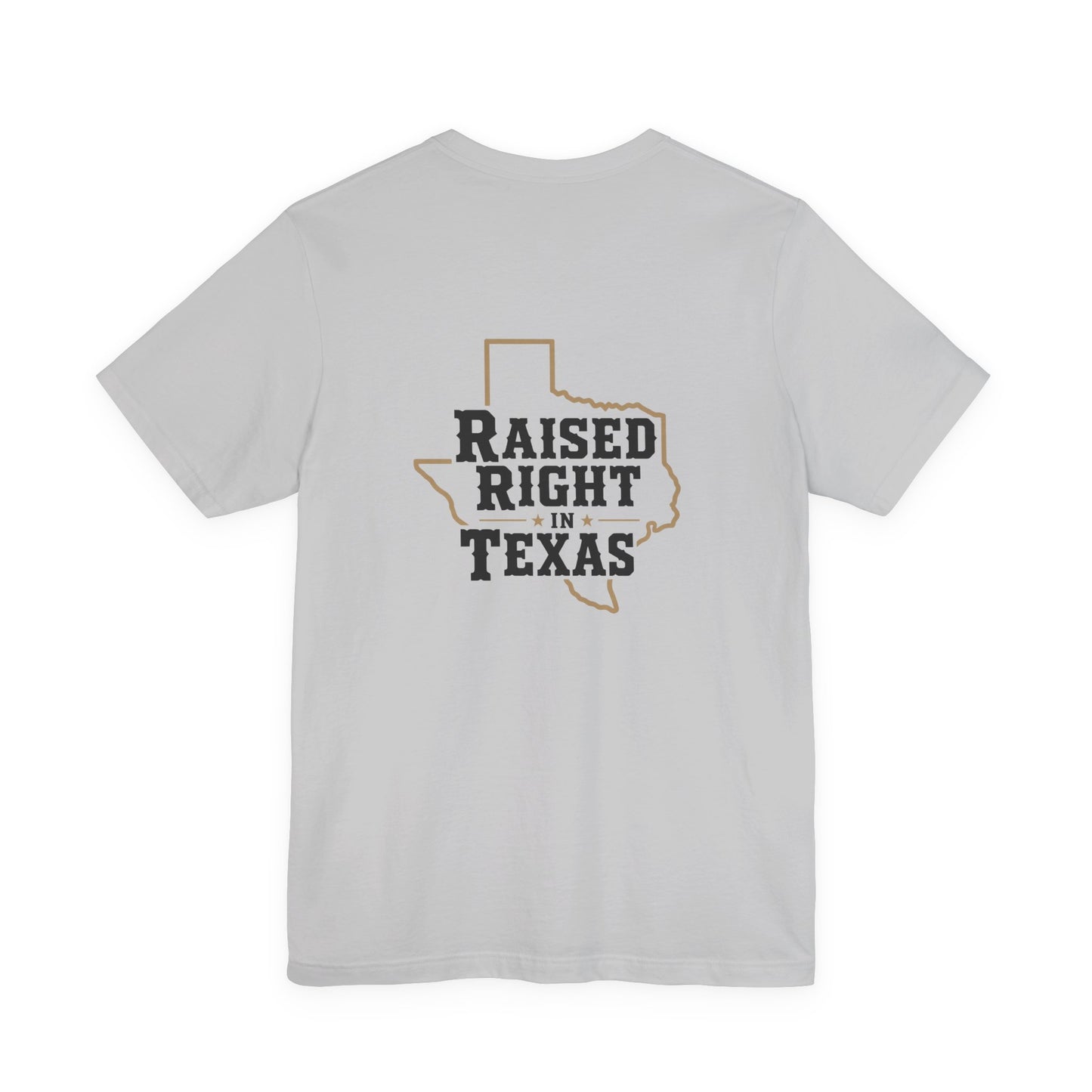 Raised Right in Texas T-Shirt | Texas Outline, Typographic Western Design