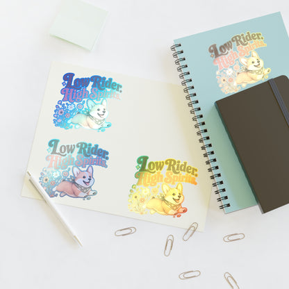 Low Rider High Spirits Corgi Sticker Sheet | Retro Floral Corgi Stickers