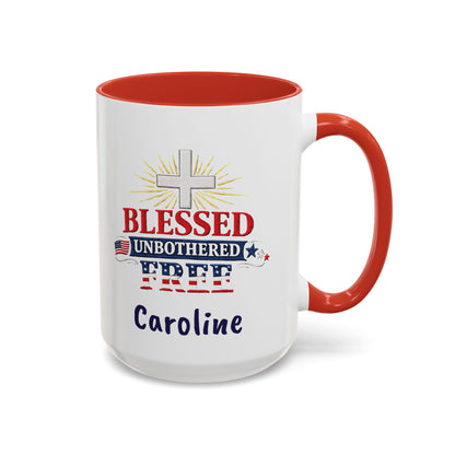 Blessed Unbothered Free, Coffee Mug | Accent Coffee Mug