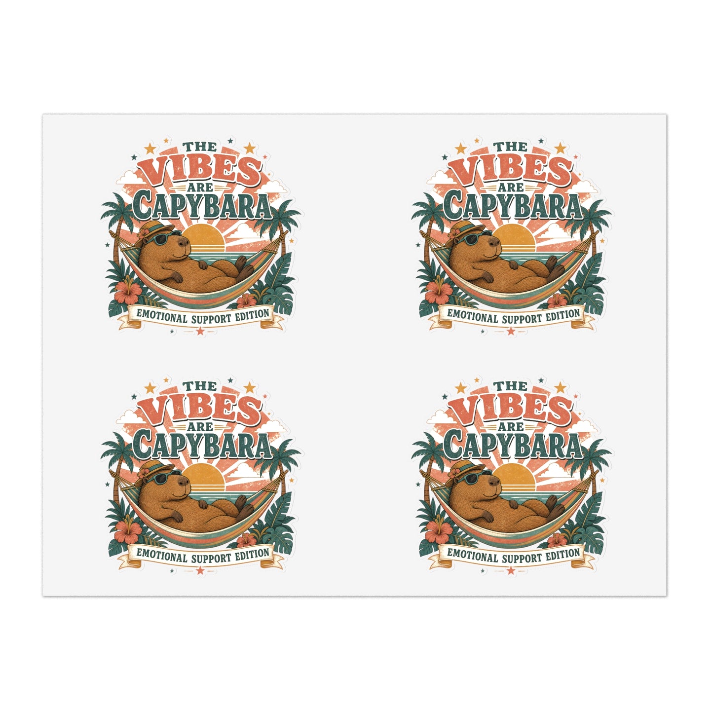 The Vibes Are Capybara sticker sheet | Cute capybara, tropical design