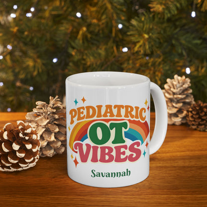 Pediatric OT Vibes Retro Personalized Mug | Custom Name Coffee Cup