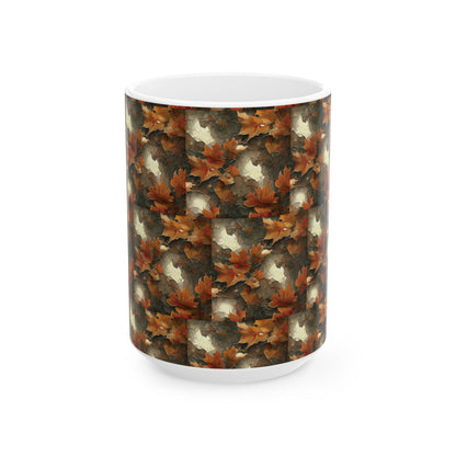 Autumn Leaves Ceramic Mug, Fall Drinkware, Coffee Tea Cup, Seasonal Home Decor, Gift for Nature Lovers