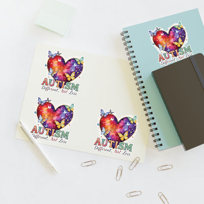 Autism Different Not Less sticker sheets | Heart puzzle butterfly design