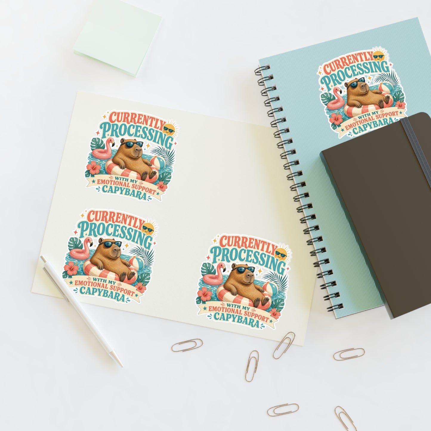 Currently Processing Capybara Sticker Sheet | Cute Relaxing Animal Stickers