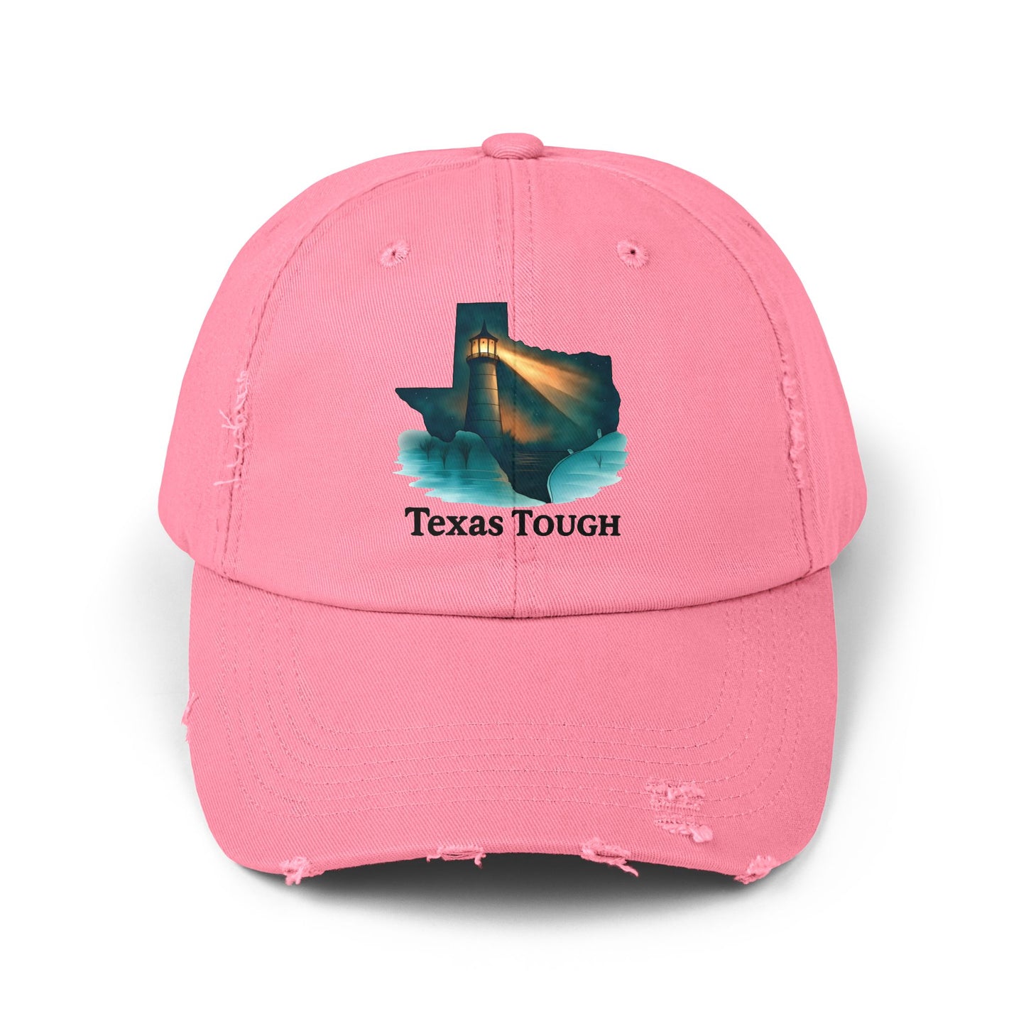 Distressed Cap, Texas Tough Lighthouse Hat, Baseball Cap, Unisex Baseball Hat, Texas Pride Cap, Strong Texas Gift, Distressed Baseball Cap