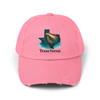 Distressed Cap, Texas Tough Lighthouse Hat, Baseball Cap, Unisex Baseball Hat, Texas Pride Cap, Strong Texas Gift, Distressed Baseball Cap