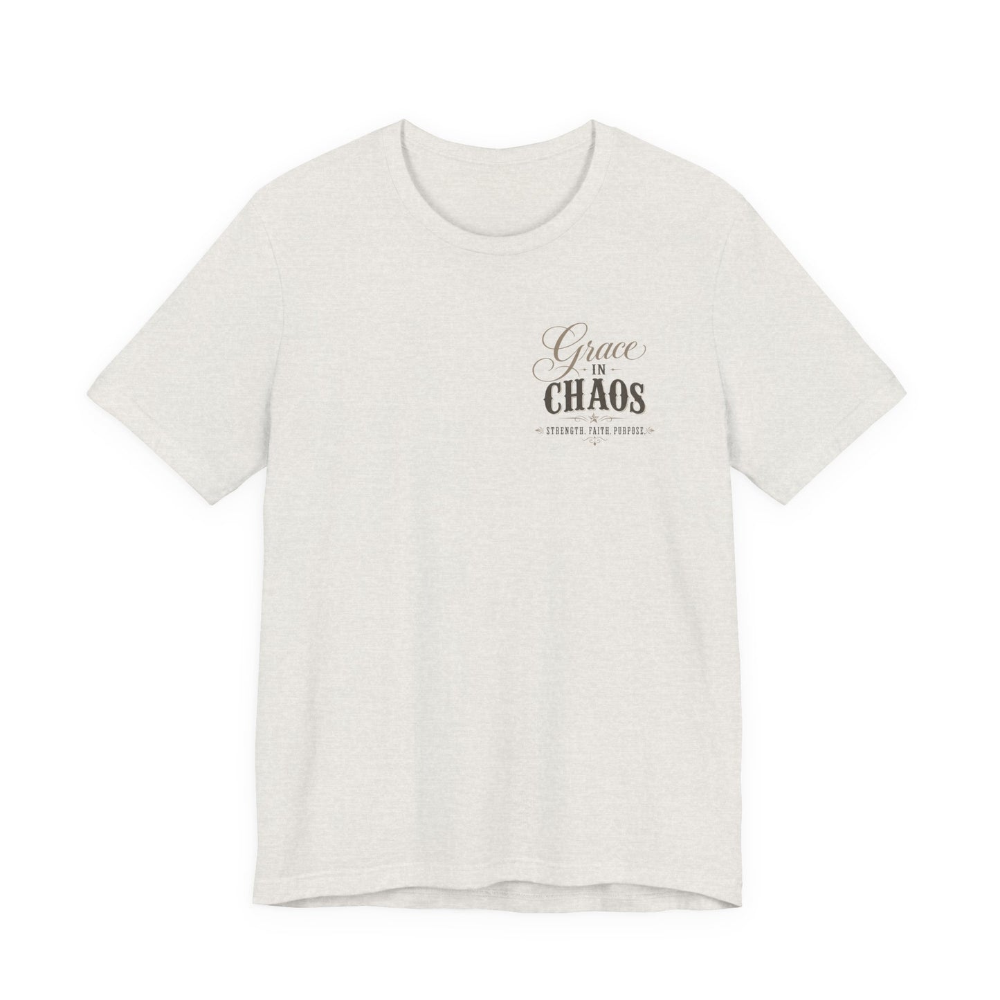 Grace in Chaos Tee | Inspirational scripture typography shirt