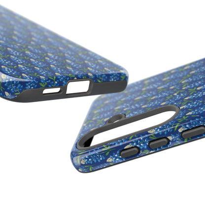 Phone Case, Texas Bluebonnet Tough Case, Navy Floral Phone Cover, Protective iPhone Case, Samsung Galaxy Case, Texas Wildflower Gift