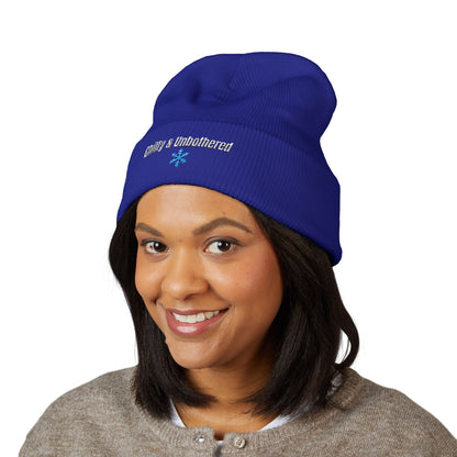 Chilly & Unbothered Beanie | Embroidered Snowflake Cuff Beanie