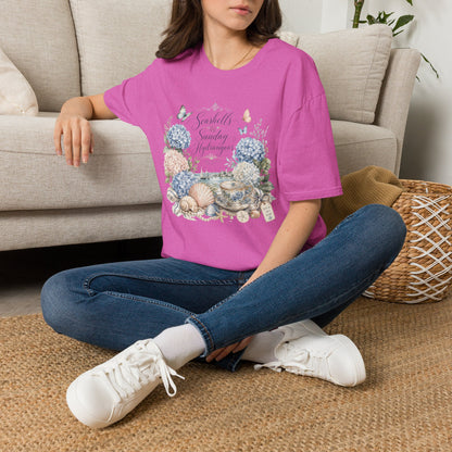 Seashells & Sunday Hydrangeas T-Shirt | Floral Coastal Cottage Shirt