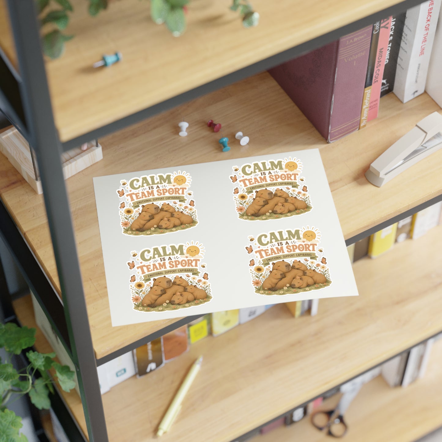 Calm Is A Team Sport Capybara Sticker Sheets | Cute Animal Calm Quote