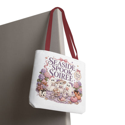 Seaside Spook Soiree Tote Bag | Halloween Ghost Picnic Illustration