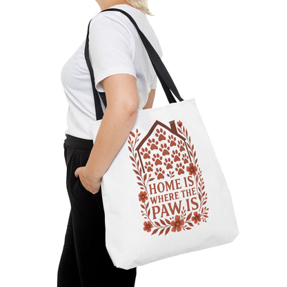 Home is Where the Paw Is Tote Bag | Pet Lover Gift, Floral Design, Animal Lover Accessory, Eco-Friendly Shopping Bag, Dog Mom Tote