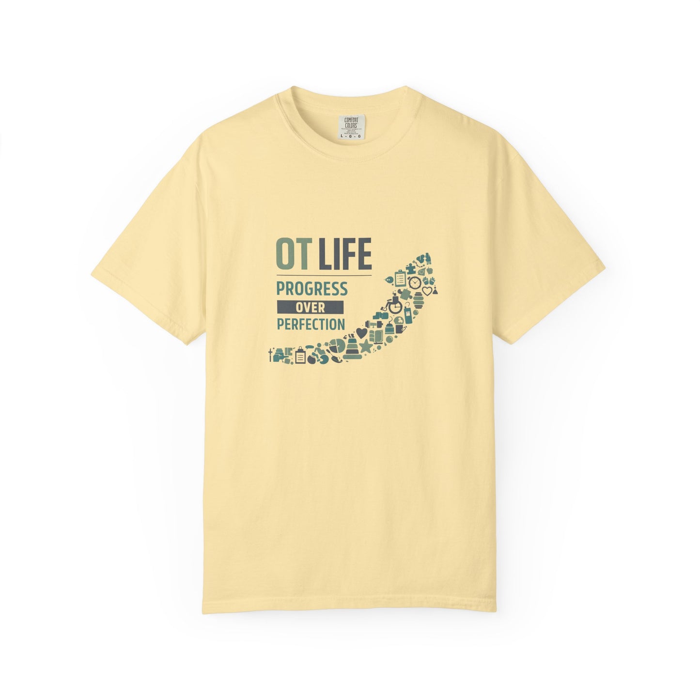 OT Life Progress Over Perfection T-Shirt | Occupational Therapy Arrow Design