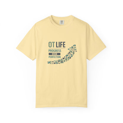 OT Life Progress Over Perfection T-Shirt | Occupational Therapy Arrow Design
