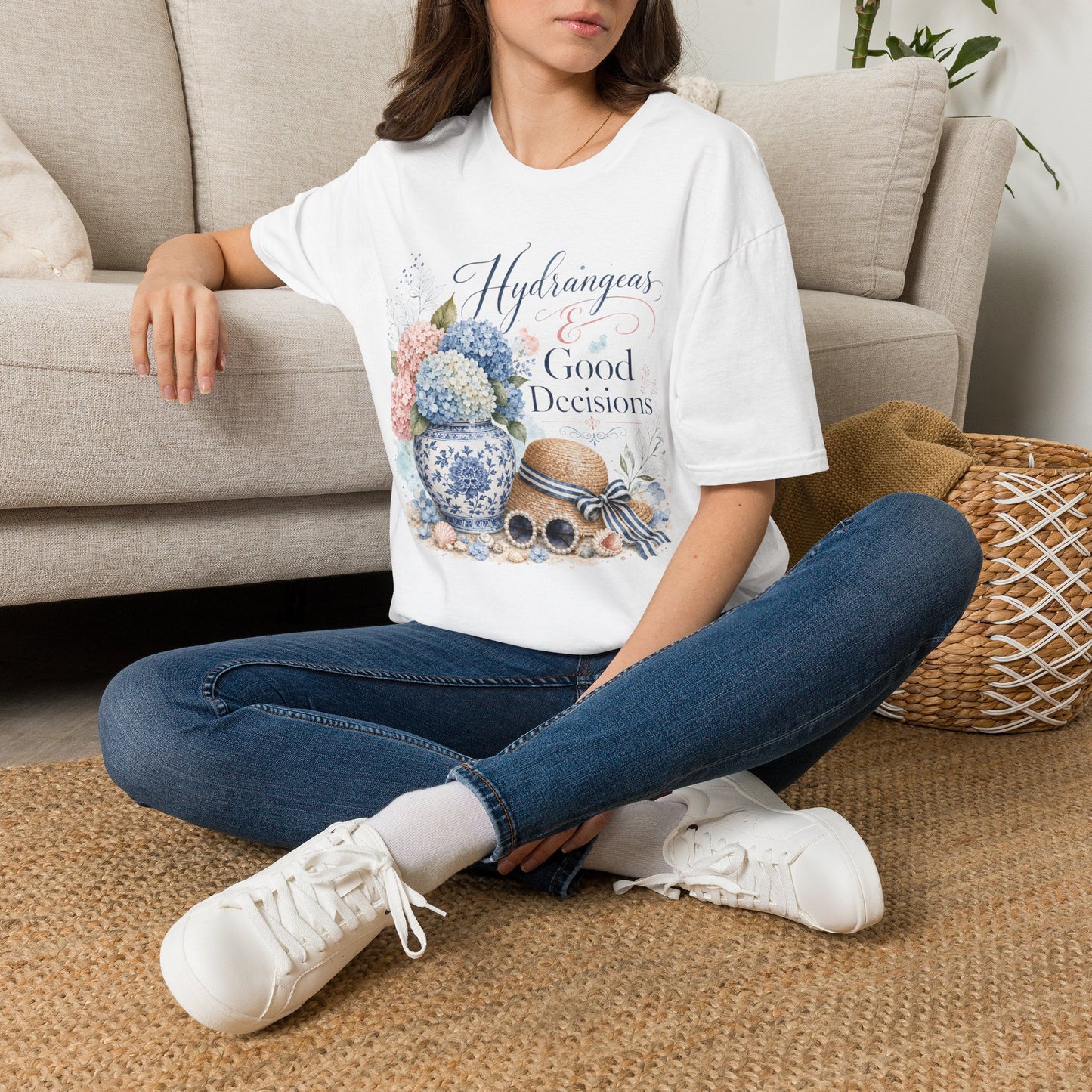 Hydrangeas & Good Decisions T-Shirt | Floral Hydrangea Design