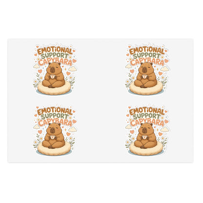 Emotional Support Capybara Sticker Sheet | 4 Cute Capybara Stickers