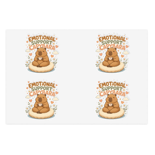 Emotional Support Capybara Sticker Sheet | 4 Cute Capybara Stickers