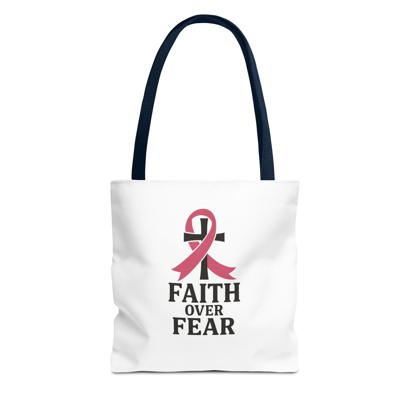 Faith Over Fear Tote Bag, Inspirational Gift for Cancer Awareness, Motivational Tote, Breast Cancer Support, Daily Use Bag