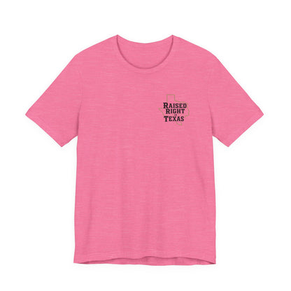 Raised Right in Texas T-Shirt | Texas Outline, Typographic Western Design